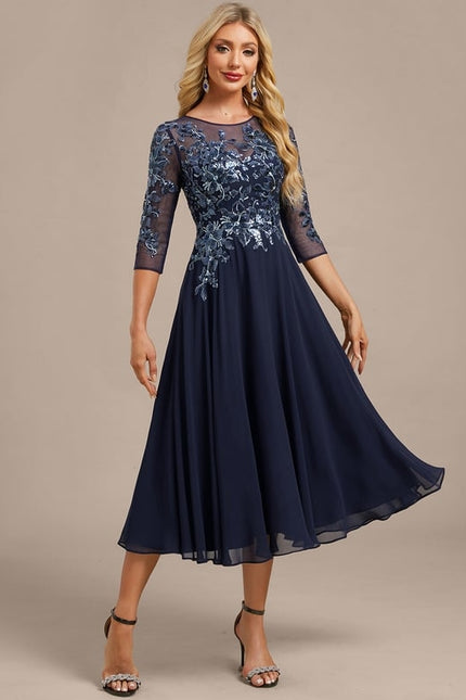 Robe de Soirée Élégance Marine Satinée - gallery 4