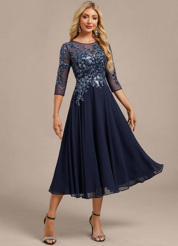 Robe de Soirée Élégance Marine Satinée - gallery 4