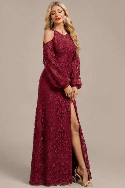Robe de Soirée Évasée Bordeaux - gallery 4