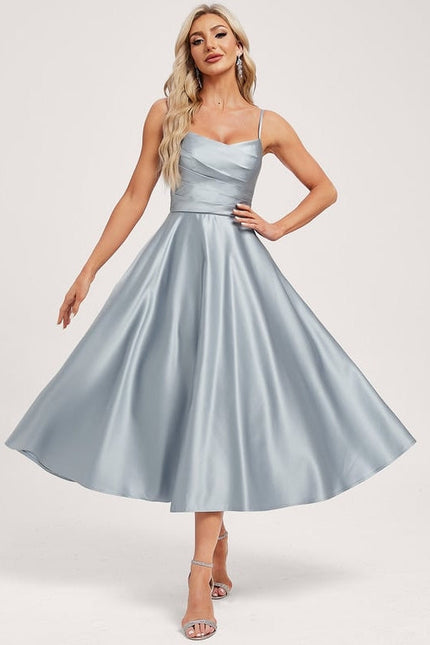 Robe de Soirée Satinée Céleste - gallery 1