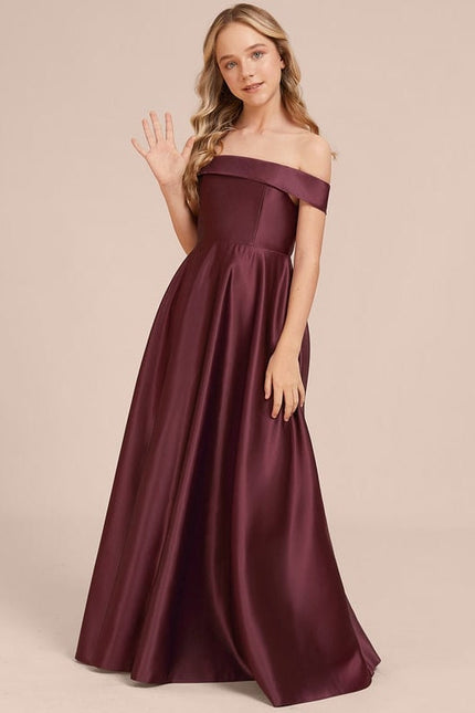 Robe de Soirée Satin Bordeaux - gallery 5