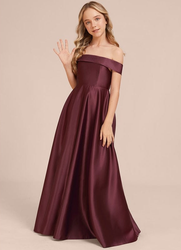 Robe de Soirée Satin Bordeaux - gallery 5