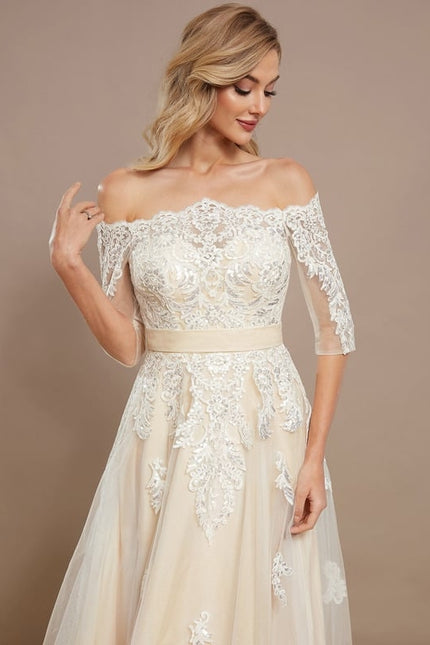 Robe De Soirée Beige Paillette - gallery 3