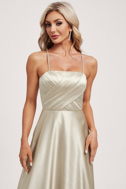 Robe de Soirée Satin Vert Pâle - gallery 3