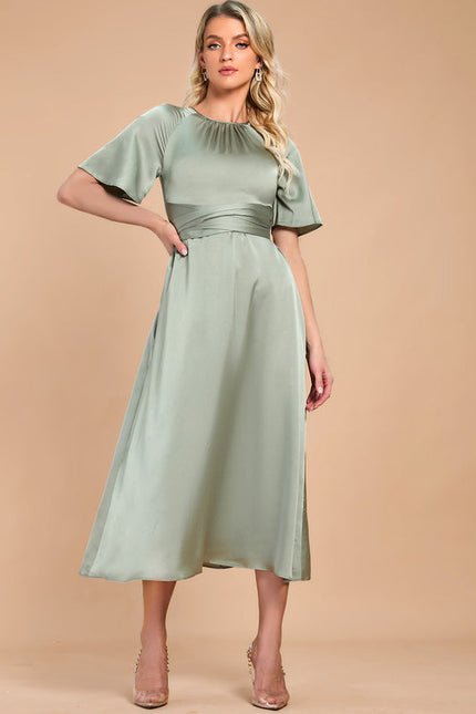Robe de Soirée Satinée Sage - gallery 3