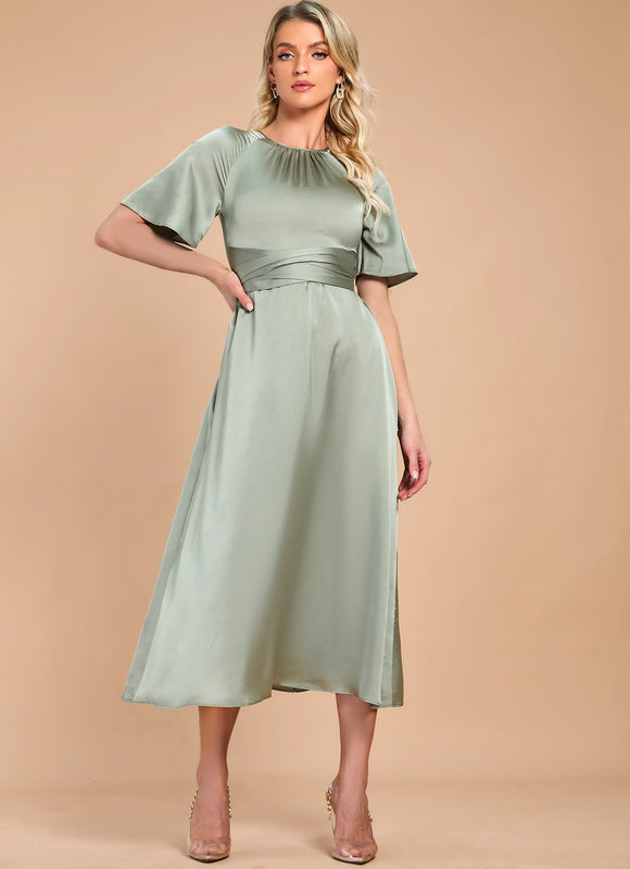 Robe de Soirée Satinée Sage - gallery 3