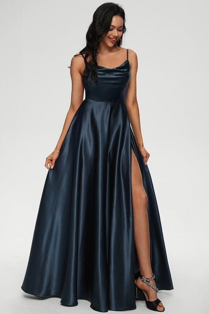 Robe de Soirée Satinée Rose Douce - gallery 2
