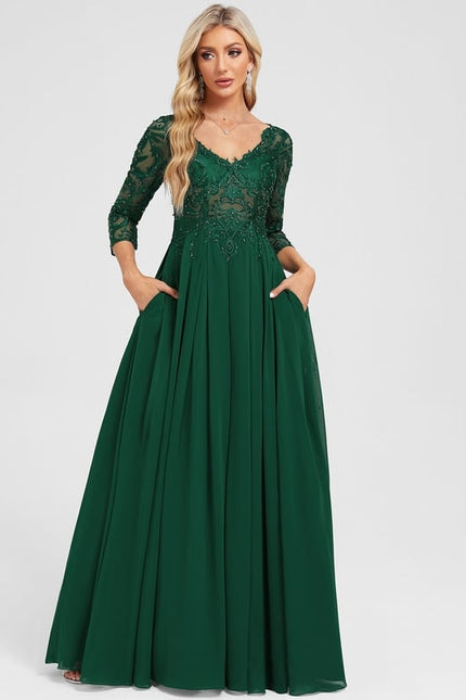 Robe de Soirée Émeraude Fluide - gallery 2
