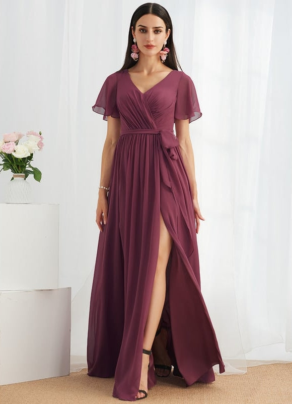 Robe de Soirée Mousseline Beige