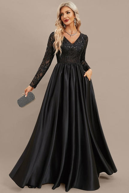 Robe de Soirée Luxe Satin Noir - gallery 5