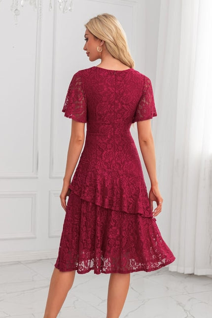 Robe de Soirée Dentelle Bordeaux - gallery 1