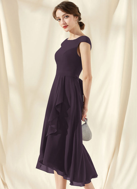 Robe de Soirée Vaporeuse Prune - gallery 2