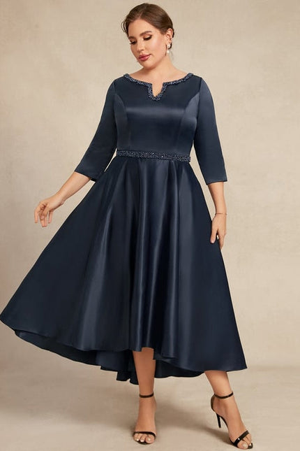 Robe de Soirée Nuit Marine Satinée - gallery 3