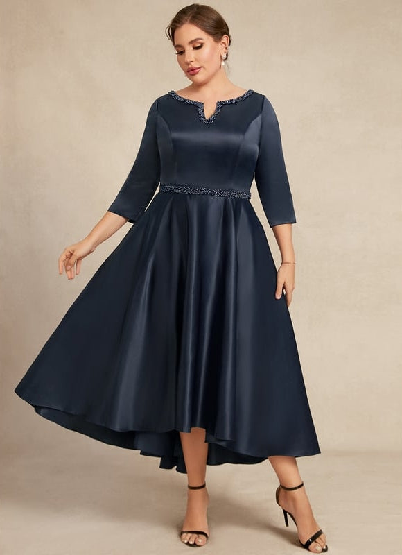 Robe de Soirée Nuit Marine Satinée - gallery 3