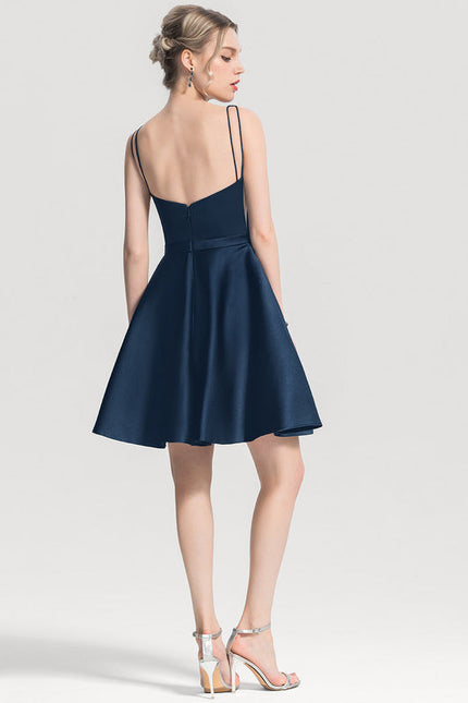 Robe de Soirée Satin Bleu Nuit - gallery 4