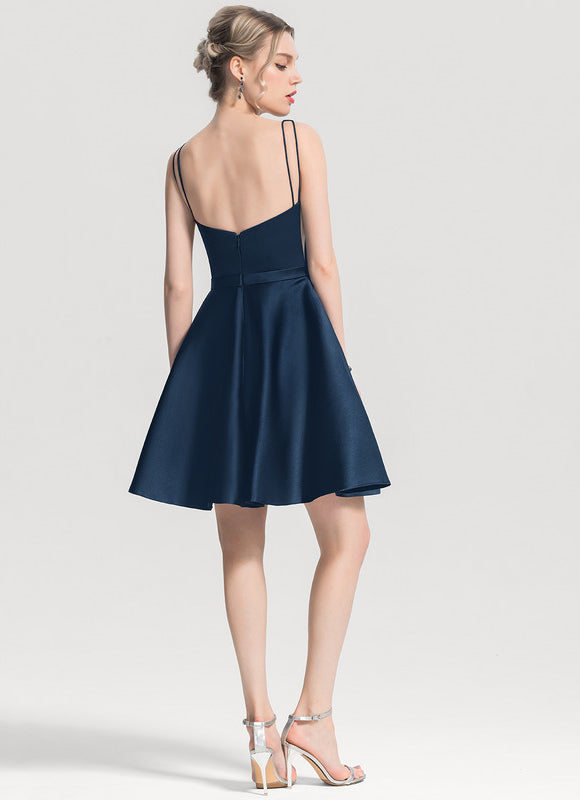Robe de Soirée Satin Bleu Nuit - gallery 4