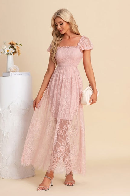 Robe de Soirée Dentelle Rosée - gallery 5