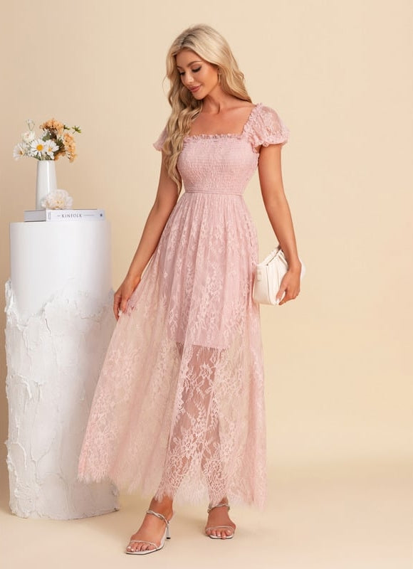Robe de Soirée Dentelle Rosée - gallery 5