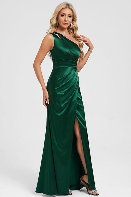 Robe De Soirée Satin Vert - gallery 3