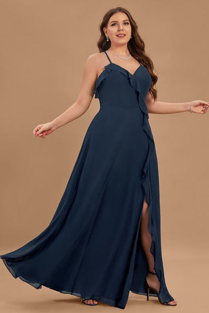 Robe de Soirée Mousseline Beige - gallery 6