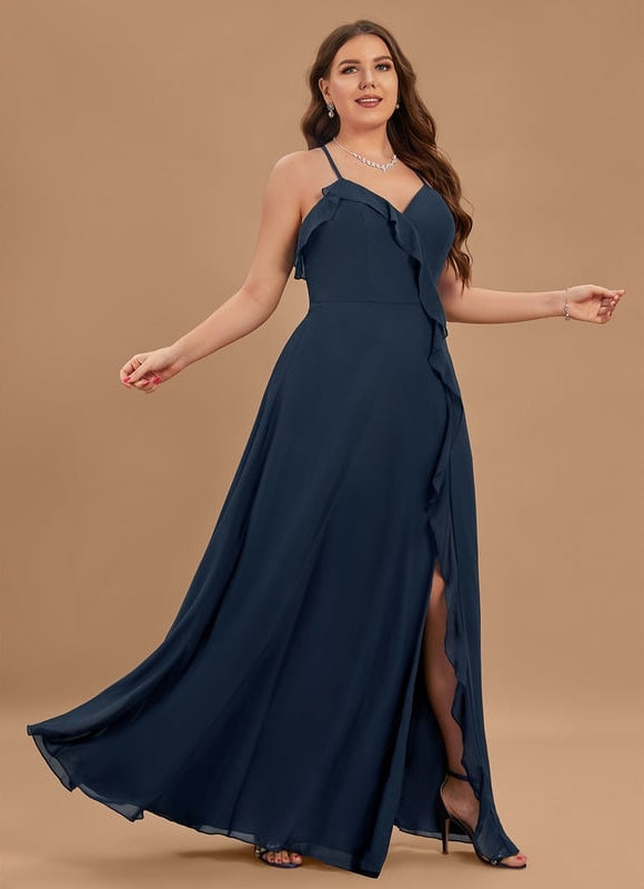 Robe de Soirée Mousseline Beige - gallery 6