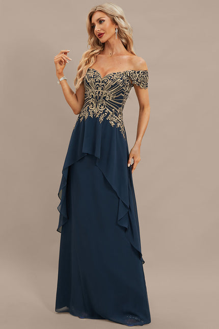 Robe de Soirée Élégance Marine Brodée - gallery 3