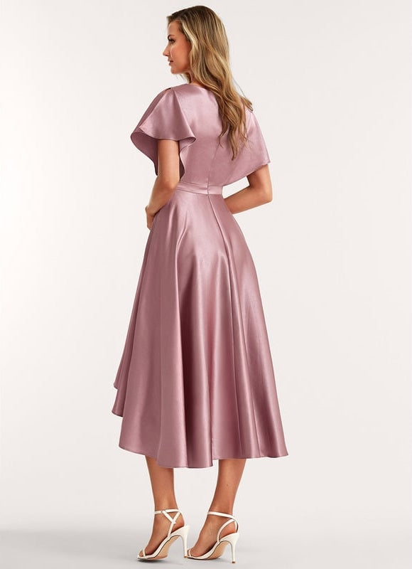 Robe de Soirée Satinée Rose Poudré - gallery 4