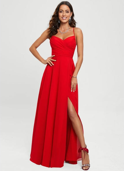 Robe de Soirée Rouge Élégance Satinée
