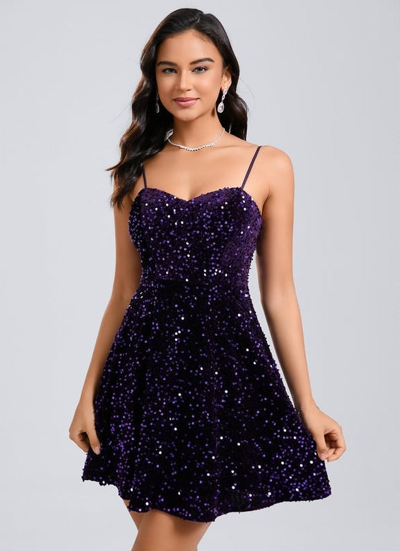 Robe De Soirée Paillette Courte - gallery 1
