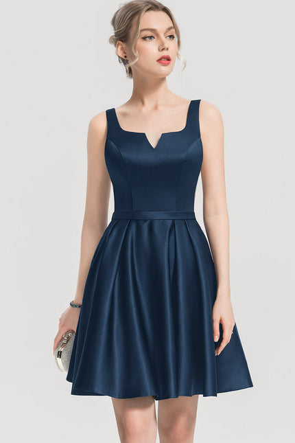 Robe de Soirée Satin Bleu Nuit