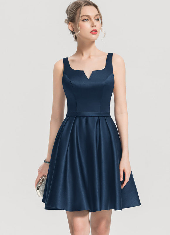 Robe de Soirée Satin Bleu Nuit