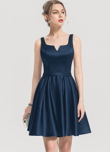 Robe de Soirée Satin Bleu Nuit