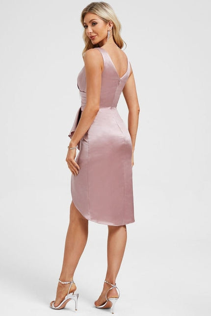 Robe De Soirée Satin Rose - gallery 5