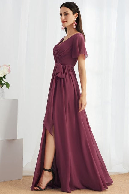 Robe de Soirée Mousseline Beige - gallery 4