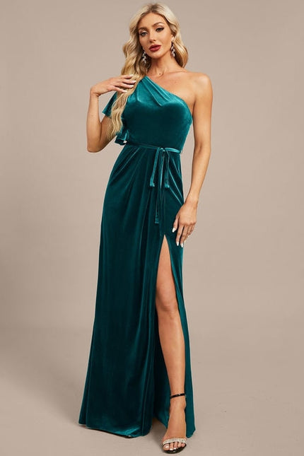Robe de Soirée Velours Asymétrique - gallery 3