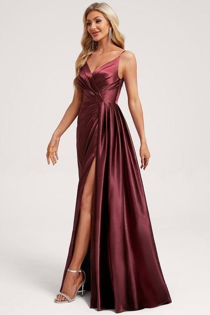 Robe de Soirée Satin Vert Pâle - gallery 1