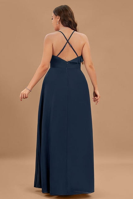 Robe de Soirée Mousseline Beige - gallery 7