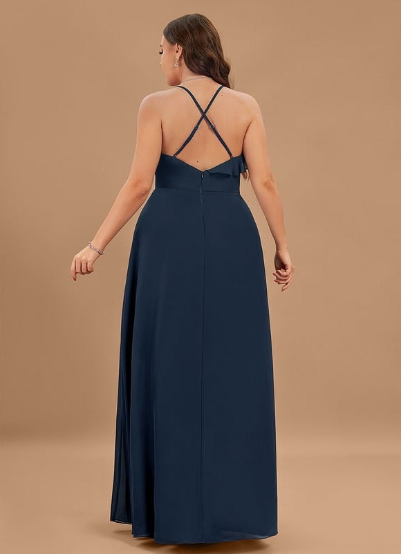 Robe de Soirée Mousseline Beige - gallery 7