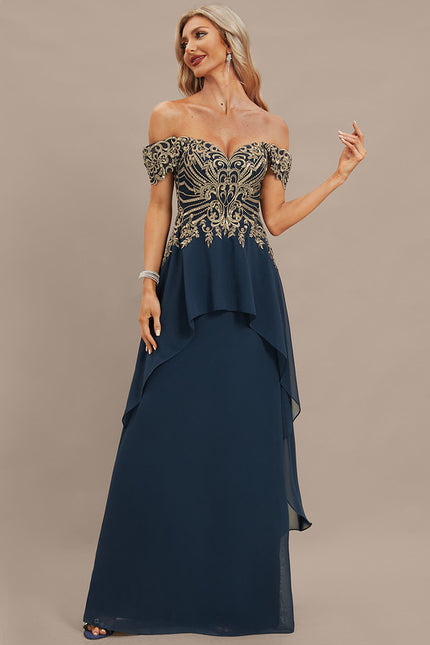 Robe de Soirée Élégance Marine Brodée - gallery 2