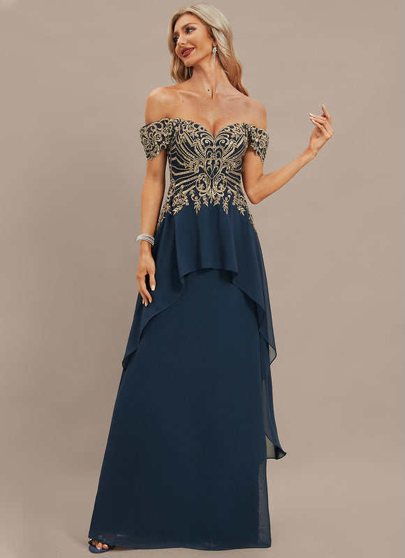 Robe de Soirée Élégance Marine Brodée - gallery 2
