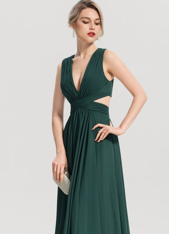 Robe de Soirée Fluide Émeraude - gallery 1