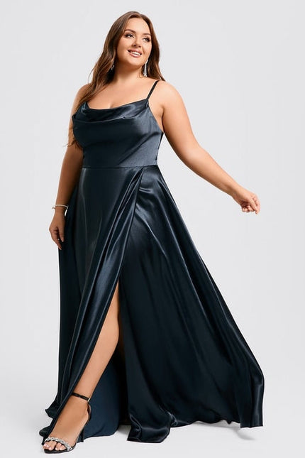 Robe de Soirée Satinée Rose Douce - gallery 7
