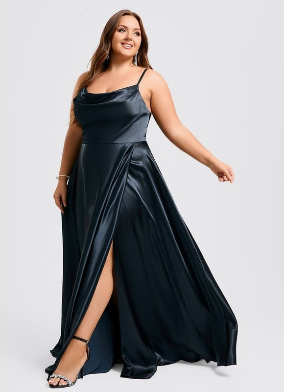 Robe de Soirée Satinée Rose Douce - gallery 7
