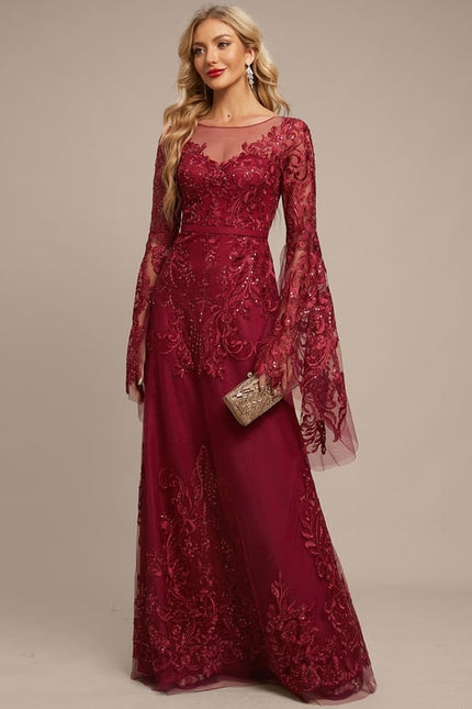Robe de Soirée Bordeaux Enchantée