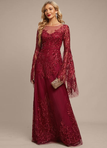 Robe de Soirée Bordeaux Enchantée