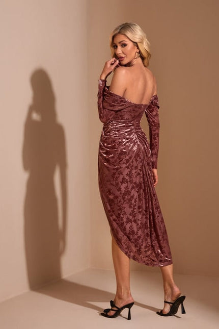 Robe de Soirée Velours Bourgogne - gallery 2