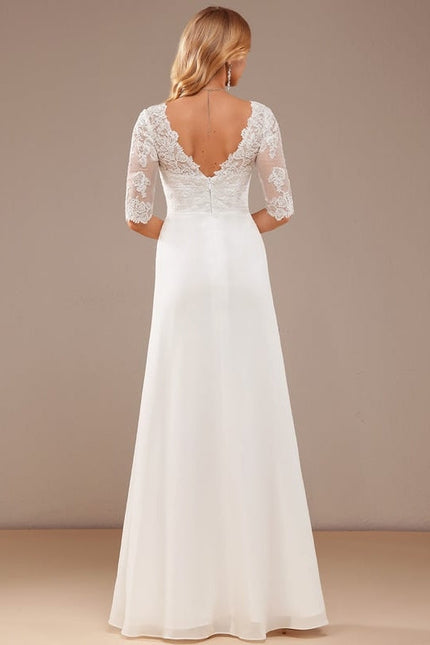 Robe De Soirée En Soie Blanche - gallery 3