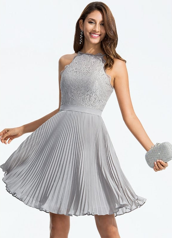 Robe de Soirée Grise Plissée - gallery 3