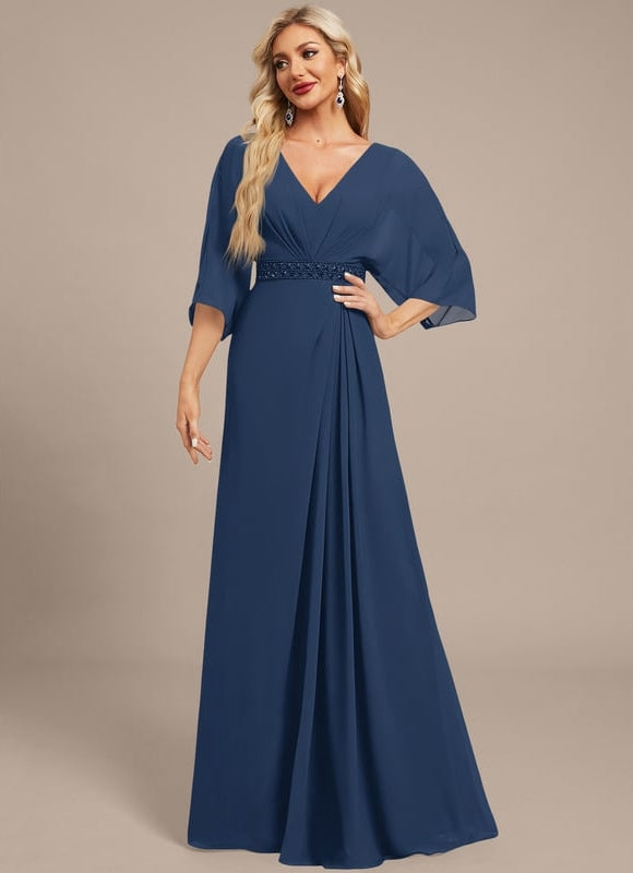 Robe de Soirée Chiffon Marine