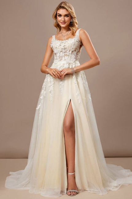 Robe de Soirée Tulle Écrue